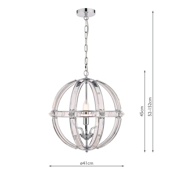 (image for) Laura Ashley Aidan Glass & Polished Chrome 3 Light Globe Chandelier